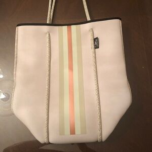 Shore and Skyline Cream Tote with Striped Accent